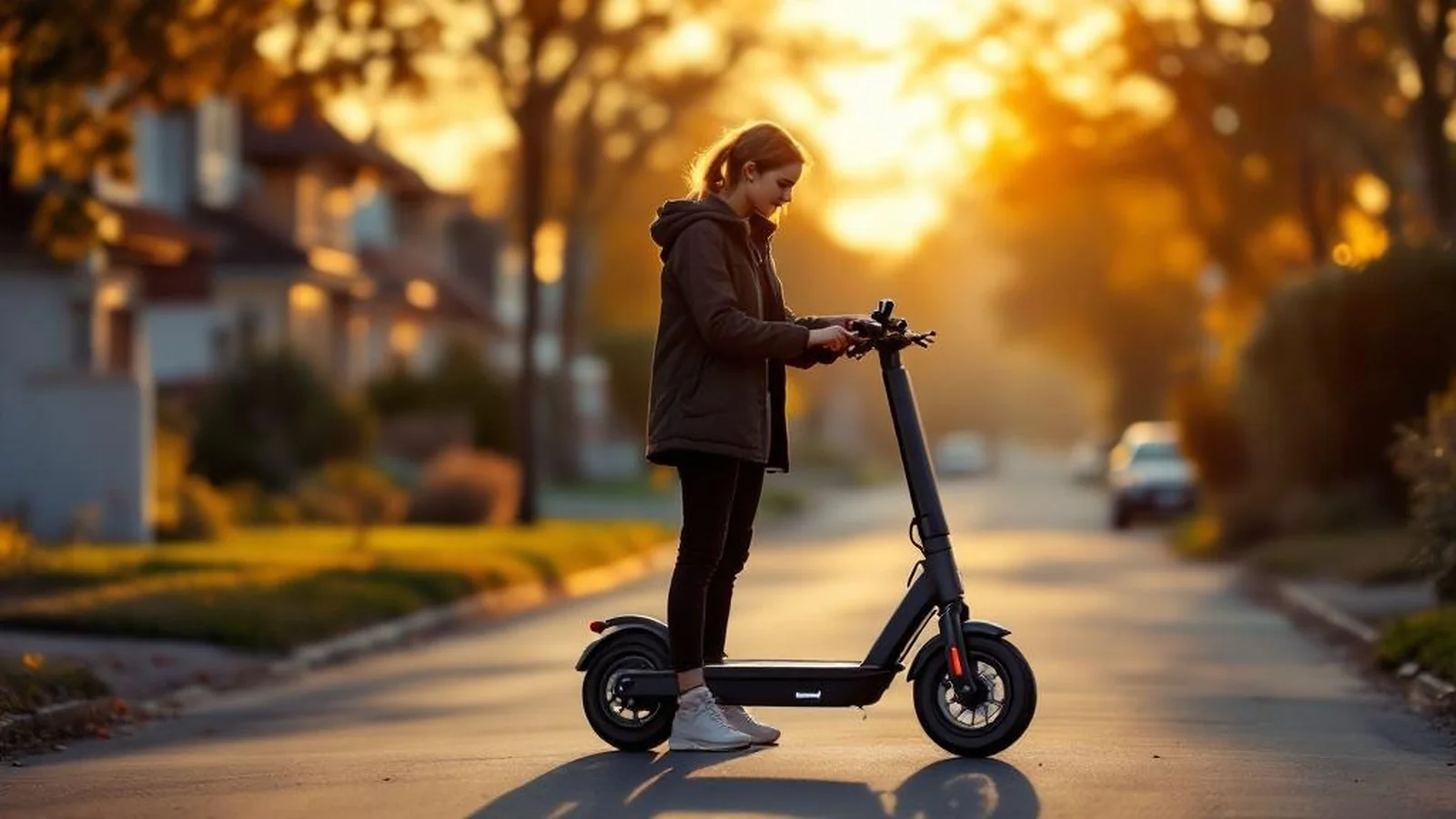 E-Scooter ab 14: junger Fahrer mit Helm auf zugelassenem Roller