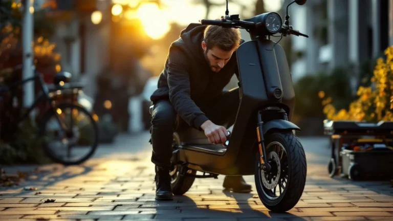 E-Scooter Reifen aufpumpen: Pendler nutzt Druckmesser für korrekten Druck