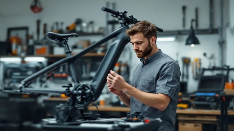 Welche Bosch E-Bikes optimieren: Mechaniker prüft Modell-Identifikation in Werkstatt