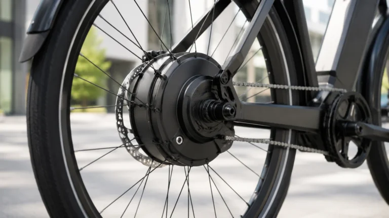 Modernes E-Bike-Hinterrad mit Nabenmotor als Symbol für die Bosch Hub Line