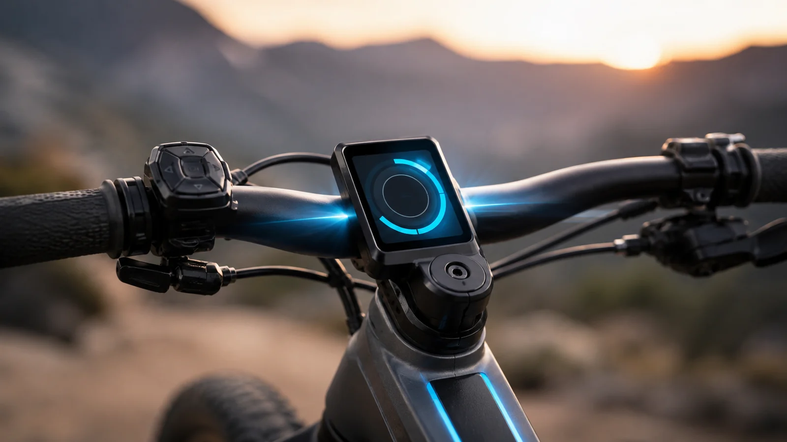 Modernes E-Bike-Cockpit mit Display als Symbol für Boost-Modus und Unterstützungsstufen