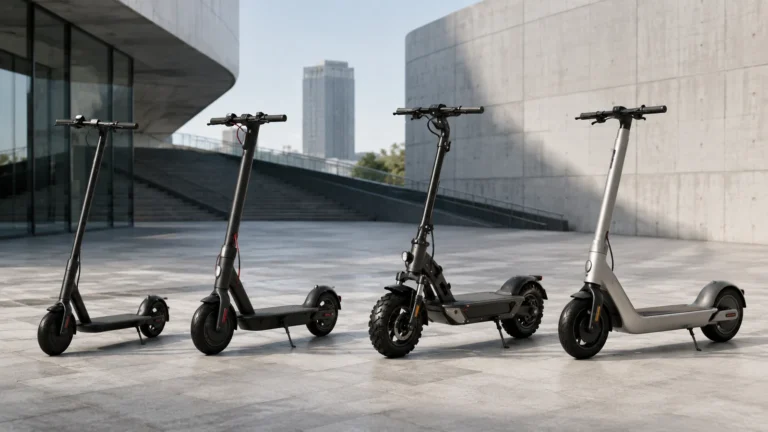 Mehrere E-Scooter-Modelle nebeneinander als neutrale Markenübersicht