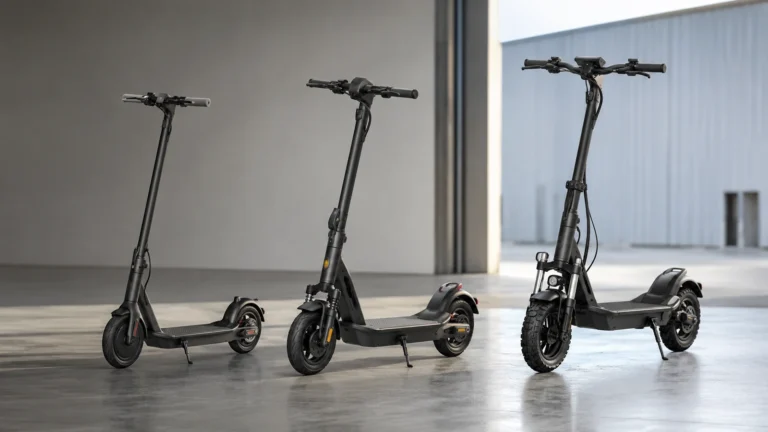 Mehrere E-Scooter-Modelle als Symbol fuer Marktplatz- und Importmarken