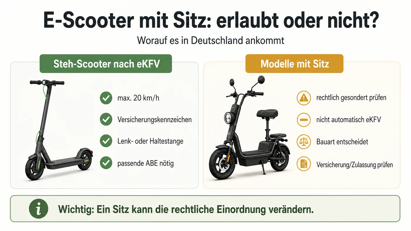 E-Scooter mit Sitz versus Steh-Scooter nach eKFV