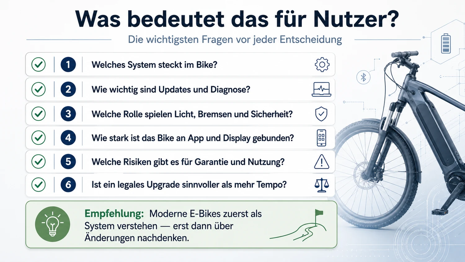 Was die Entwicklung für Nutzer bedeutet: sechs Fragen vor jeder Entscheidung