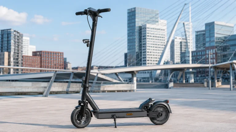 ePowerFun E-Scooter auf urbanem Platz, neutral ohne Logo