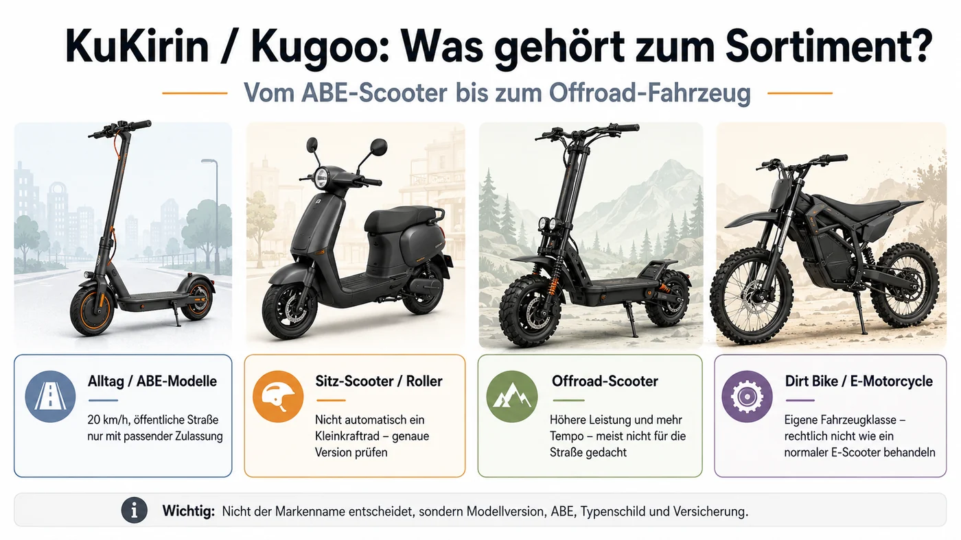 KuKirin-Sortiment von der ABE-Version bis zum Offroad-Fahrzeug