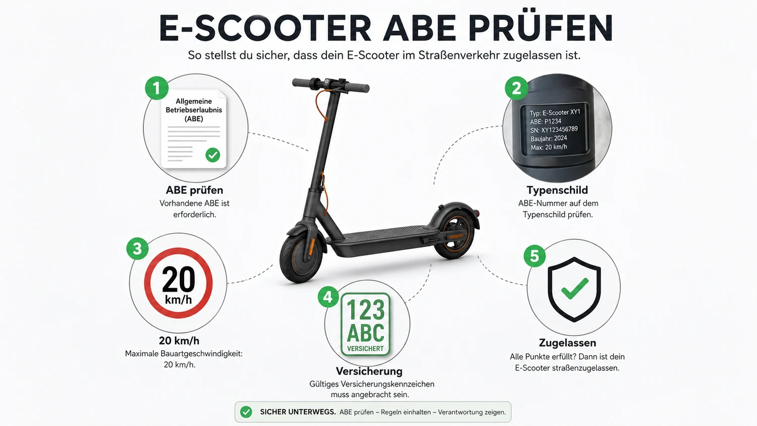 E-Scooter-Straßenzulassung Schritt für Schritt prüfen