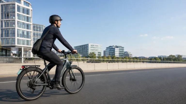S-Pedelec-Fahrer mit Helm im urbanen Verkehr