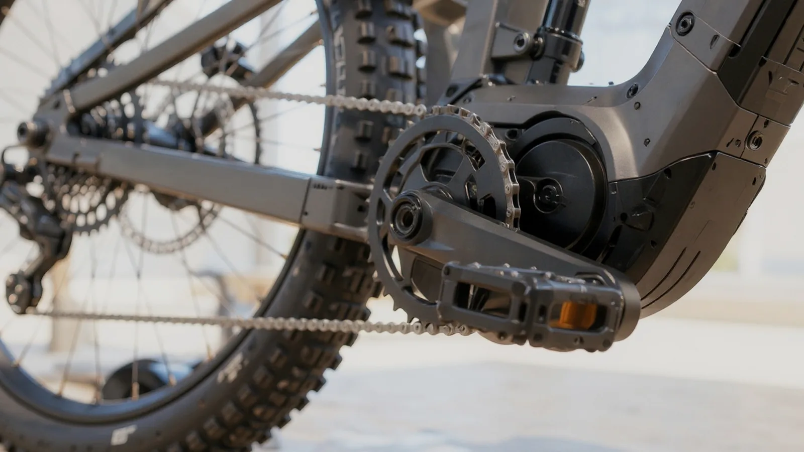 E-Bike-Mittelmotor in Nahaufnahme