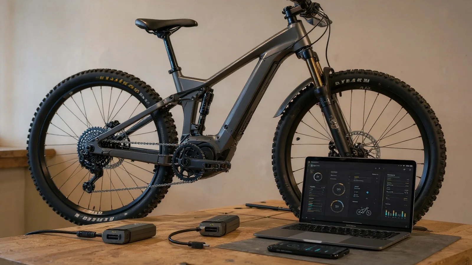 E-Bike-Lenkerdisplay mit Update-Symbol