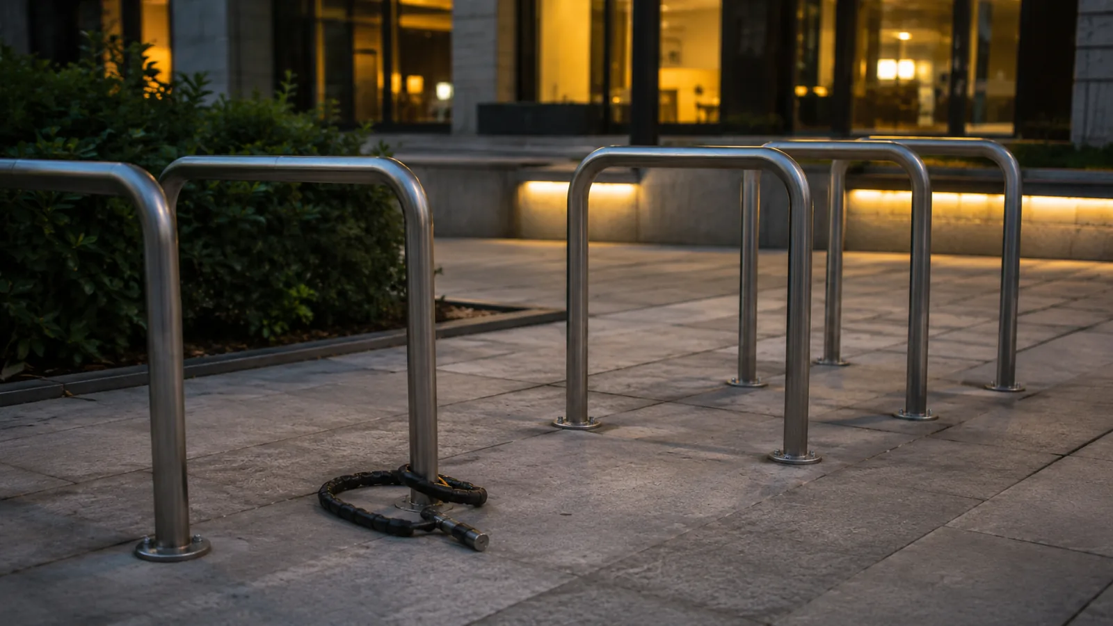 Leerer Fahrradstaender mit durchtrenntem Schloss
