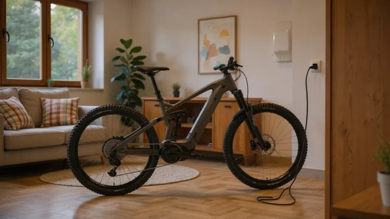 E-Bike laedt in der Ferienwohnung