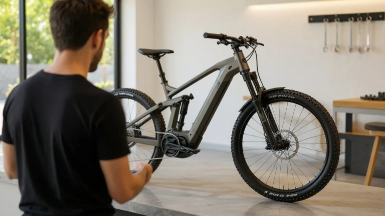 Profi inspiziert aufbereitetes E-Bike