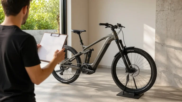 Checkliste neben gebrauchtem E-Bike