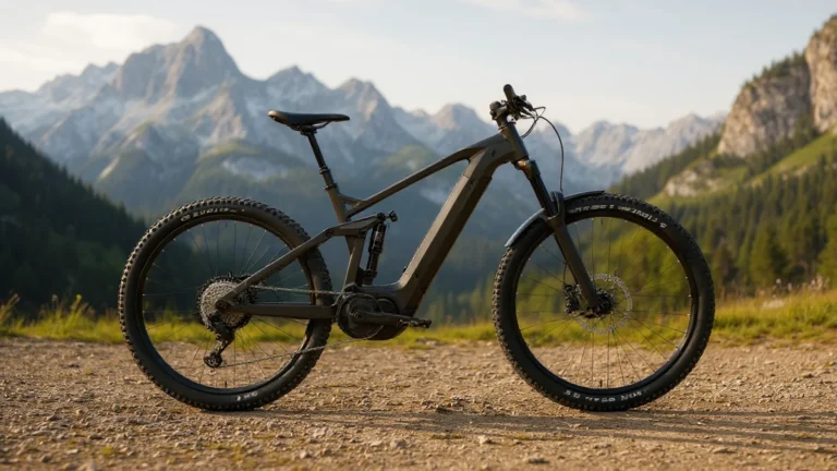E-Bike vor alpiner Berglandschaft
