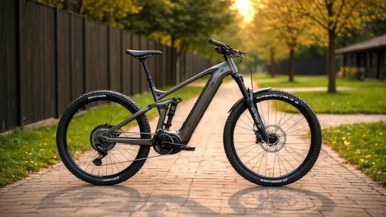 E-Bike an einer Weggabelung am Feldweg