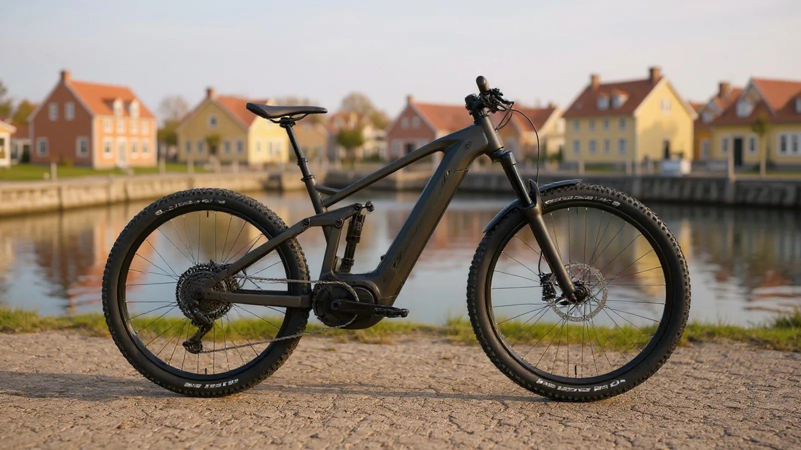 E-Bike vor daenischer Kuesten-Kulisse