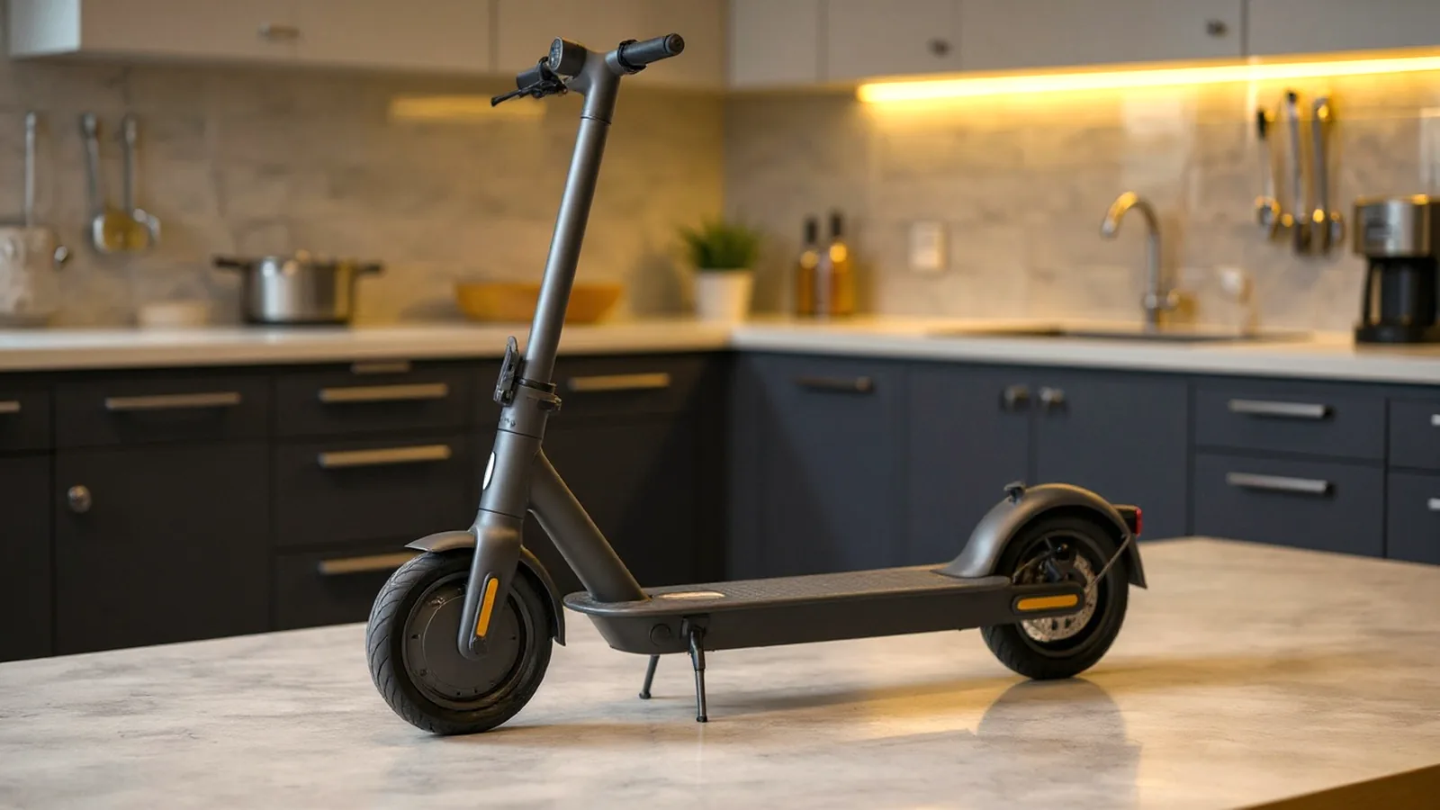E-Scooter in der Werkstatt, Fokus auf Antrieb