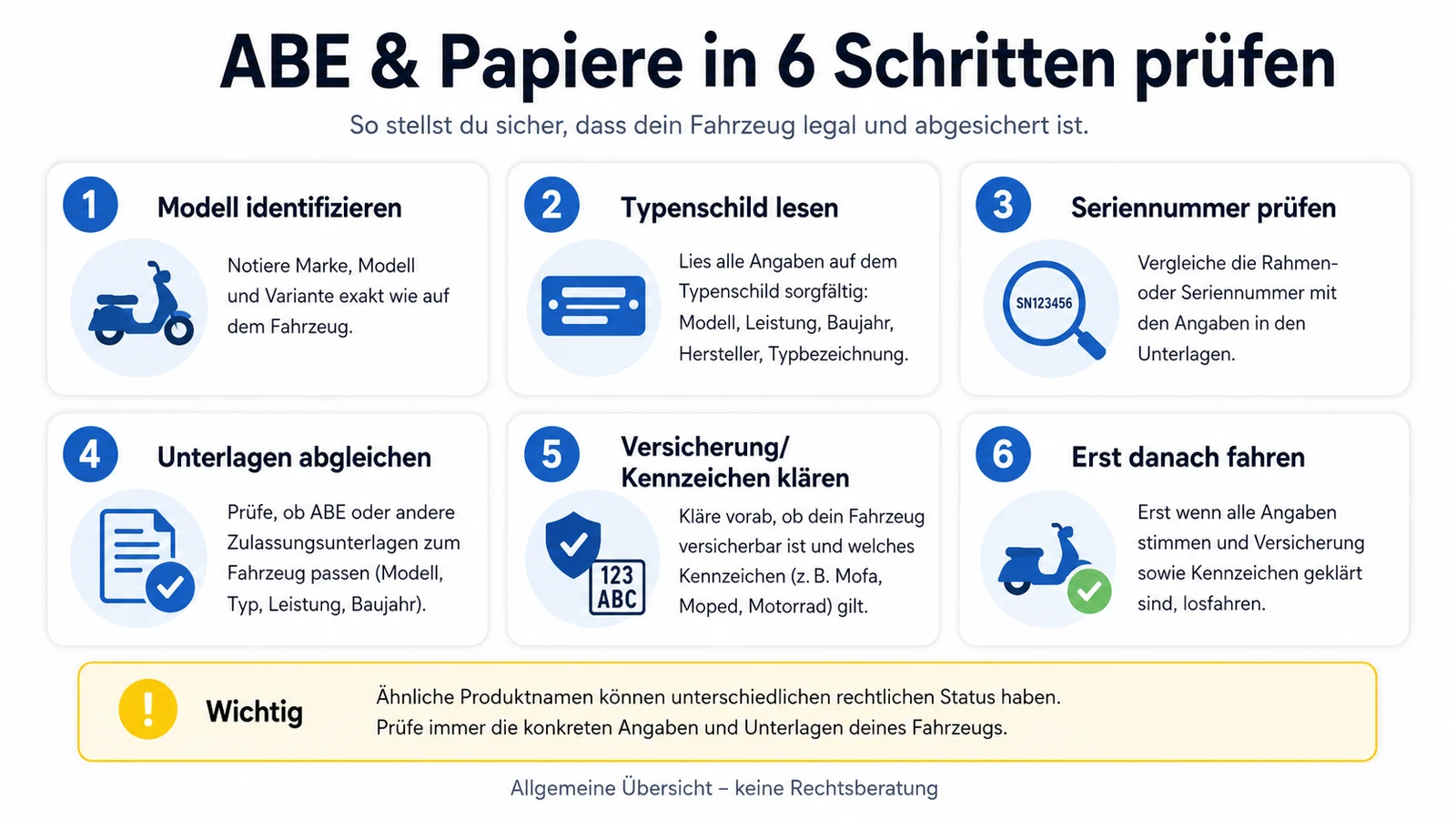 Infografik: ABE und Papiere in sechs Schritten prüfen