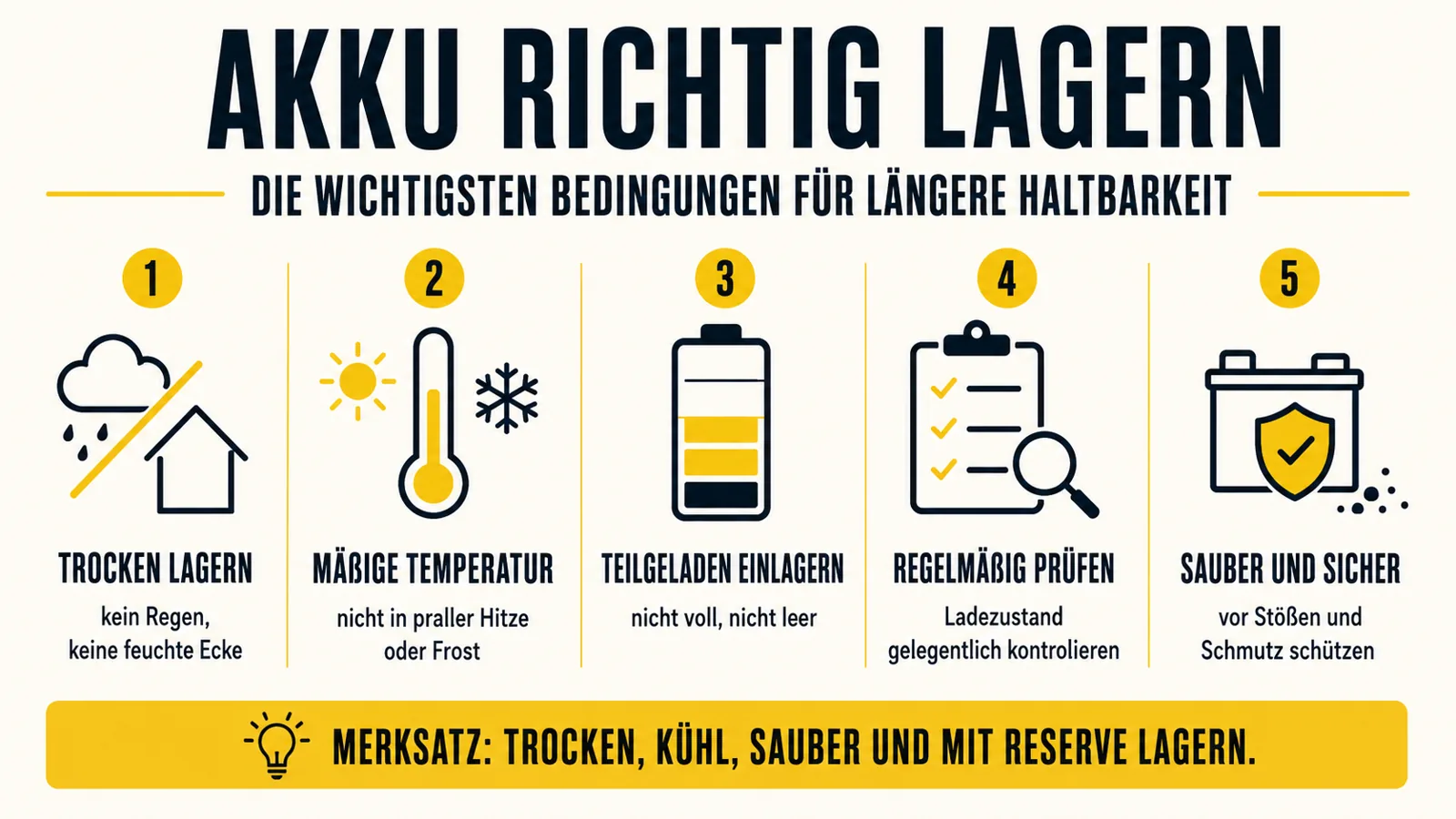 Infografik zur richtigen Lagerung von E-Bike- und E-Scooter-Akkus