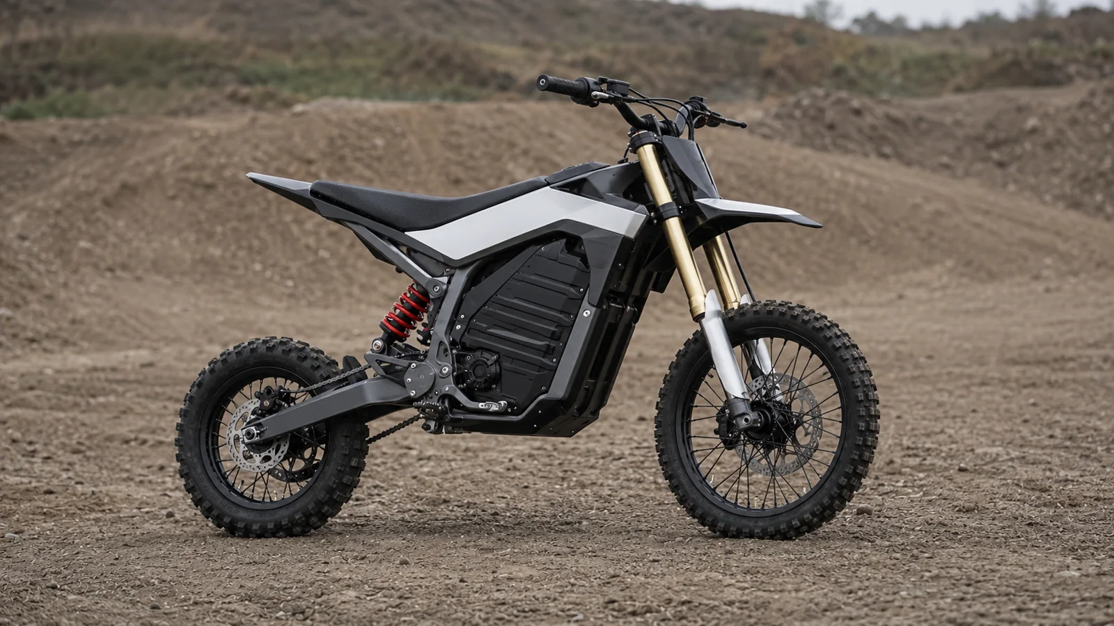 Altis Delta kompaktes Elektro-Pitbike in Schwarz-Silber auf Offroad-Strecke