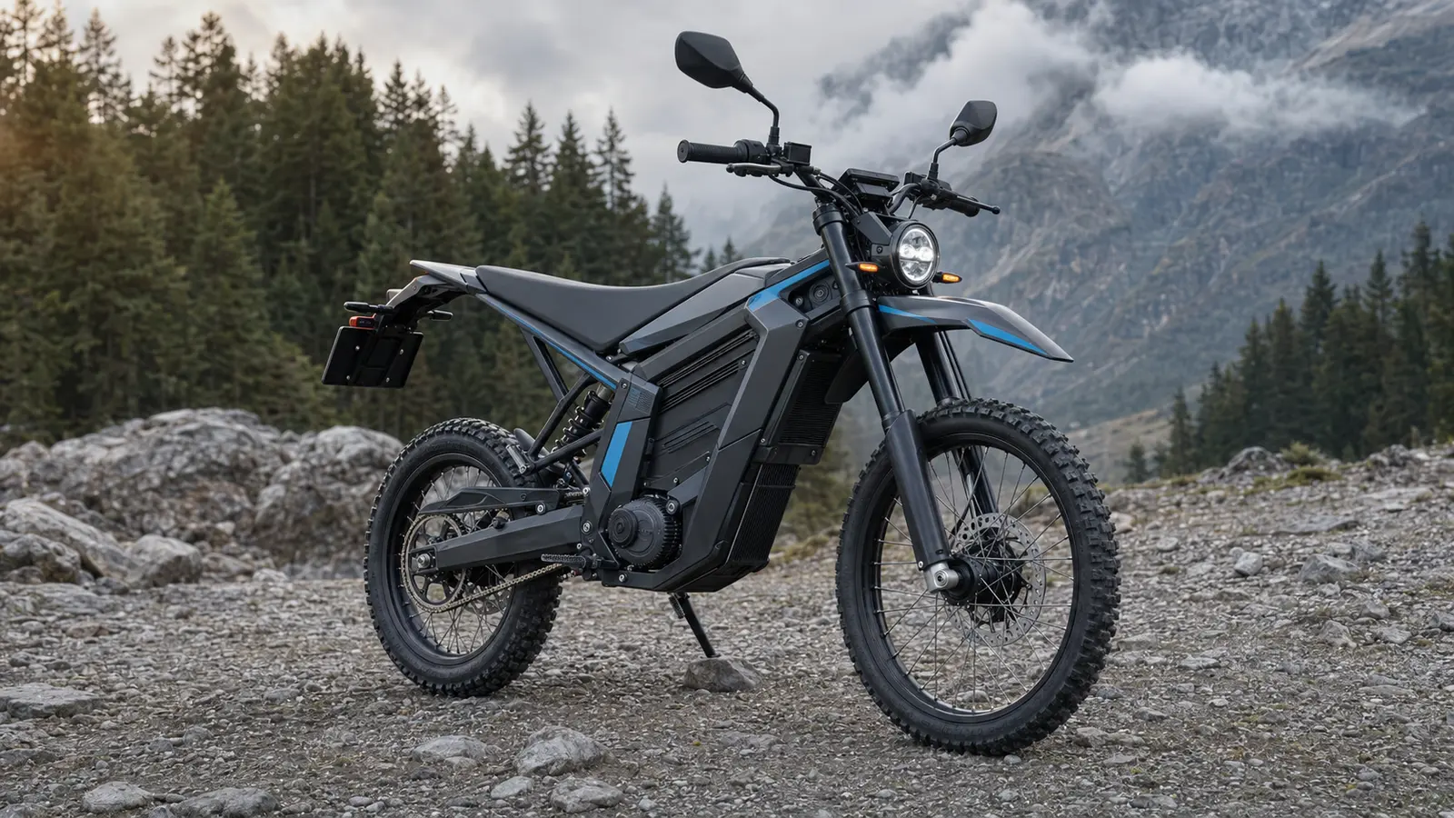 Arctic Leopard XE Pro S Elektro-Enduro mit Straßenausstattung in den Bergen