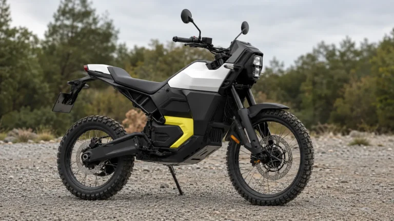 Can-Am Origin Elektro-Enduro mit Straßenausstattung auf Schotterplatz