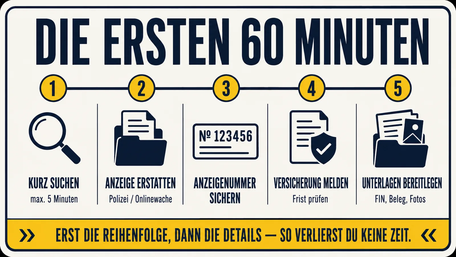 Infografik zu den ersten Schritten nach einem E-Scooter-Diebstahl