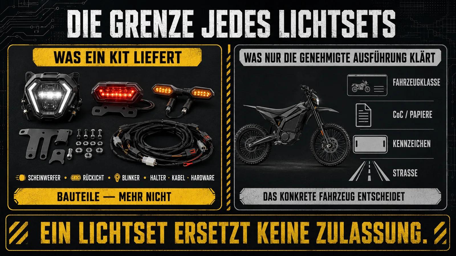 Was ein Lichtset liefert und was nur die genehmigte Ausführung leistet