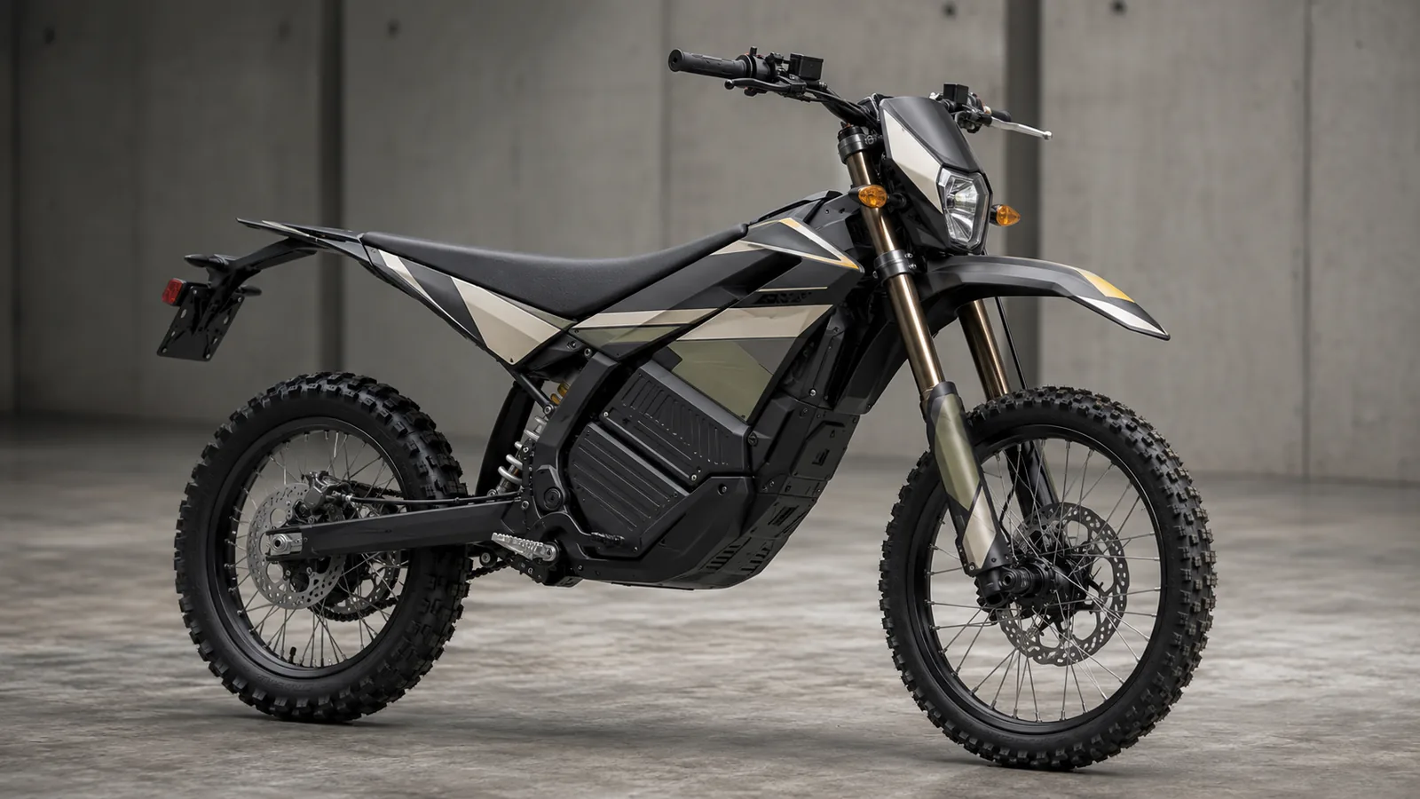 E-Enduro mit dezentem Dekor und Wrap in neutralem Umfeld