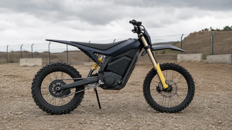 Elektro-Enduro auf umzäuntem Privatgelände als Symbol für Upgrade-Risiken