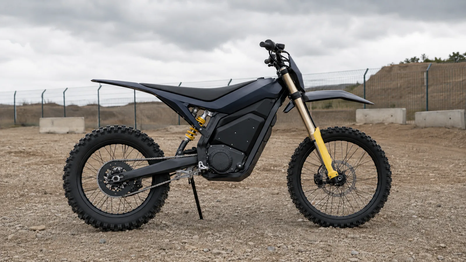 Elektro-Enduro auf umzäuntem Privatgelände als Symbol für Upgrade-Risiken