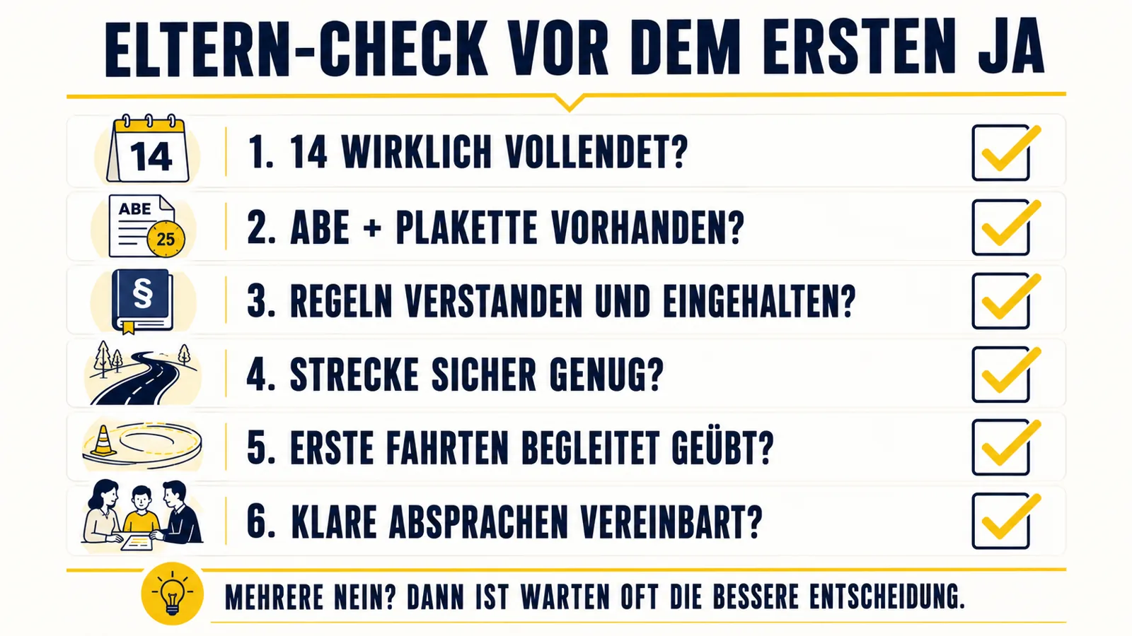 Selbstcheck für Eltern vor der ersten E-Scooter-Fahrt ihres Kindes