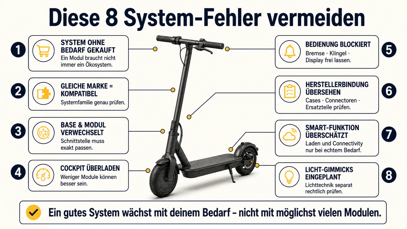 Acht typische Fehler bei modularen E-Scooter-Cockpit-Systemen und wie man sie vermeidet