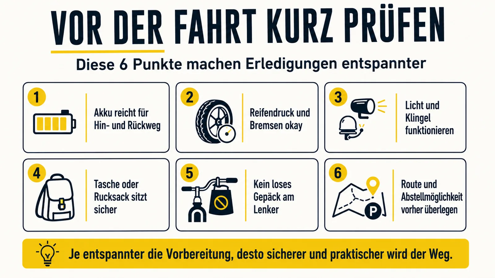 Checkliste: E-Scooter vor der Fahrt kurz prüfen für Erledigungen