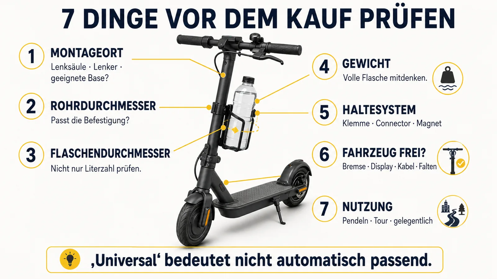 Sieben Prüfpunkte vor dem Kauf eines E-Scooter-Flaschenhalters