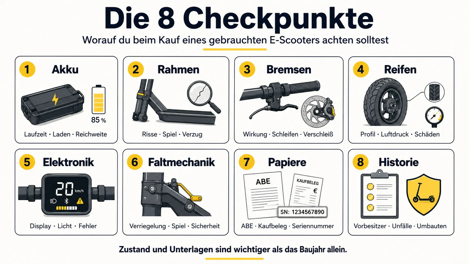 Acht Checkpunkte beim Kauf eines gebrauchten E-Scooters