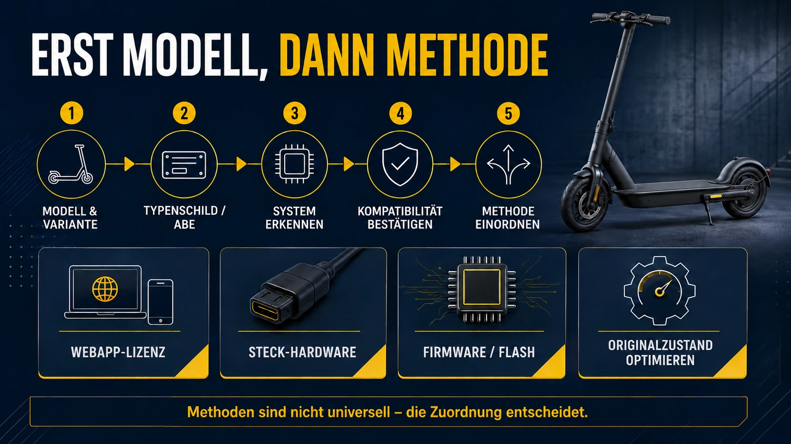 Infografik erst Modell, dann Methode beim E-Scooter