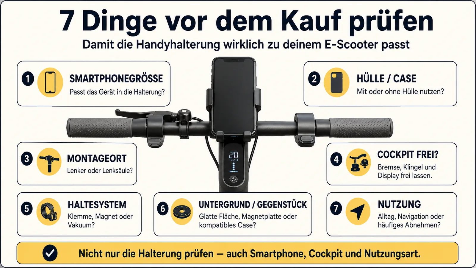 Sieben Prüfpunkte vor dem Kauf einer E-Scooter-Handyhalterung