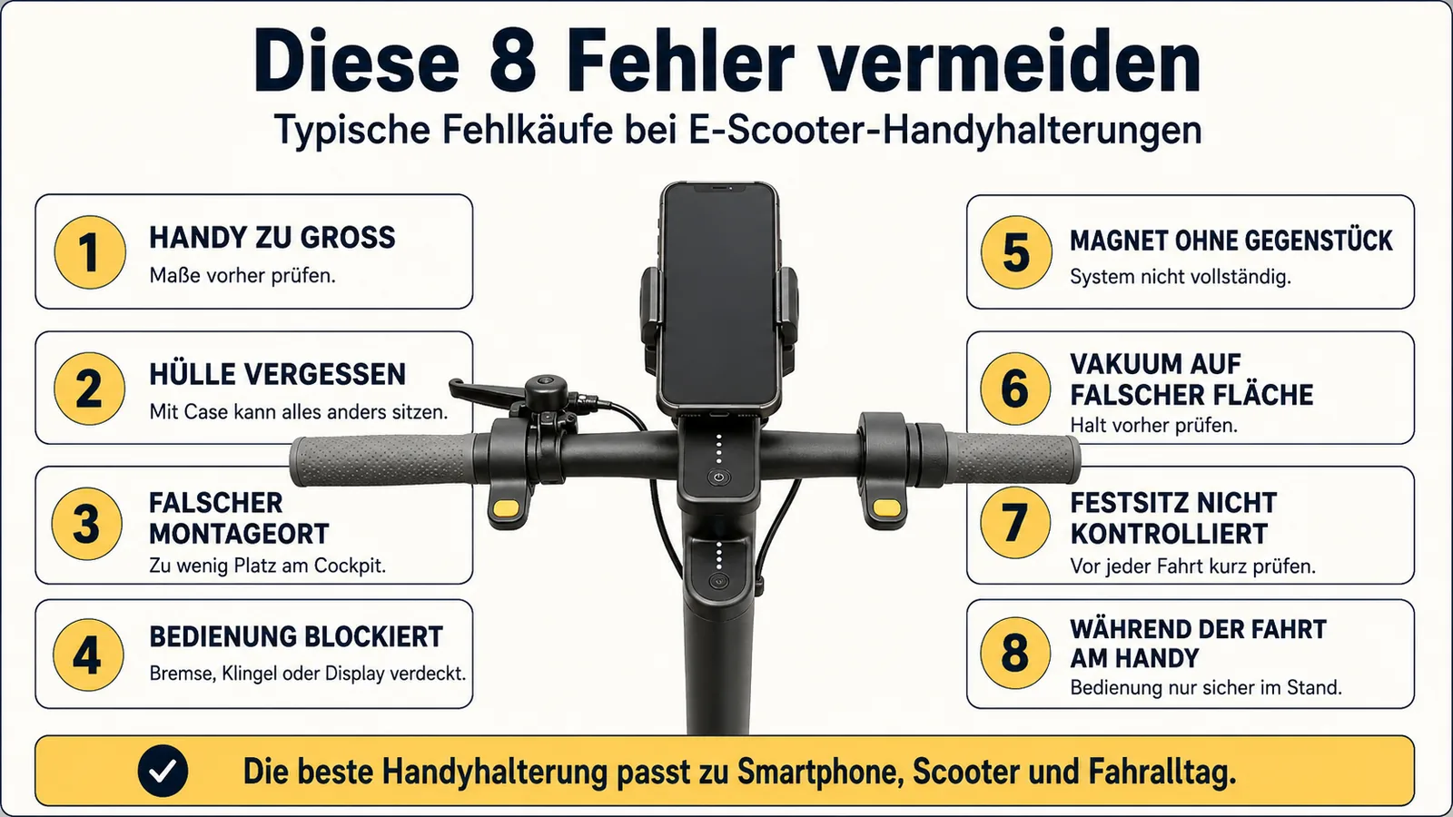 Acht typische Fehlkäufe bei E-Scooter-Handyhalterungen und wie man sie vermeidet