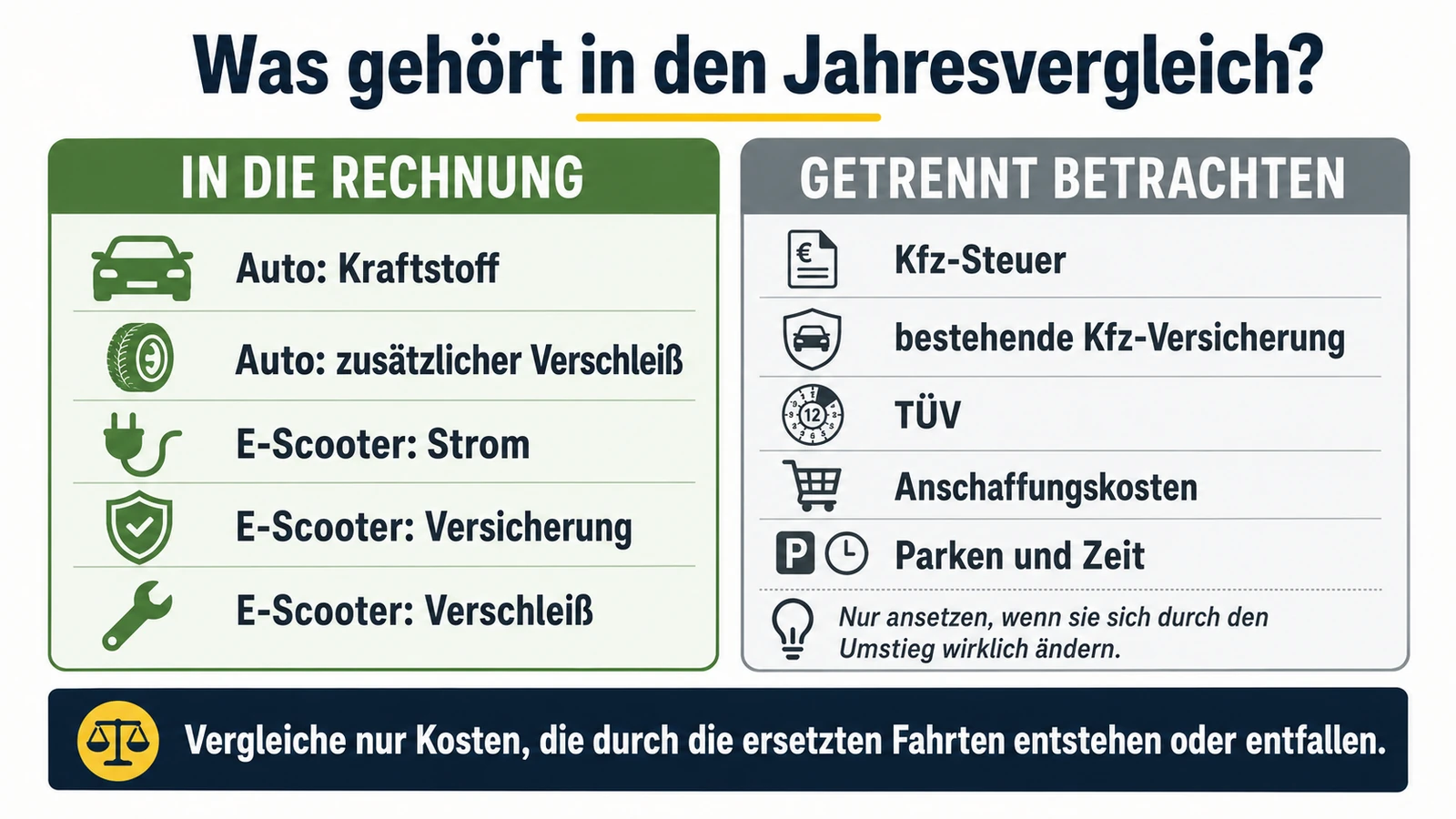 Infografik: was in den E-Scooter-Jahresvergleich gehört und was getrennt zu betrachten ist
