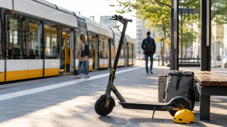 E-Scooter an einer Haltestelle als Lösung für die letzte Meile