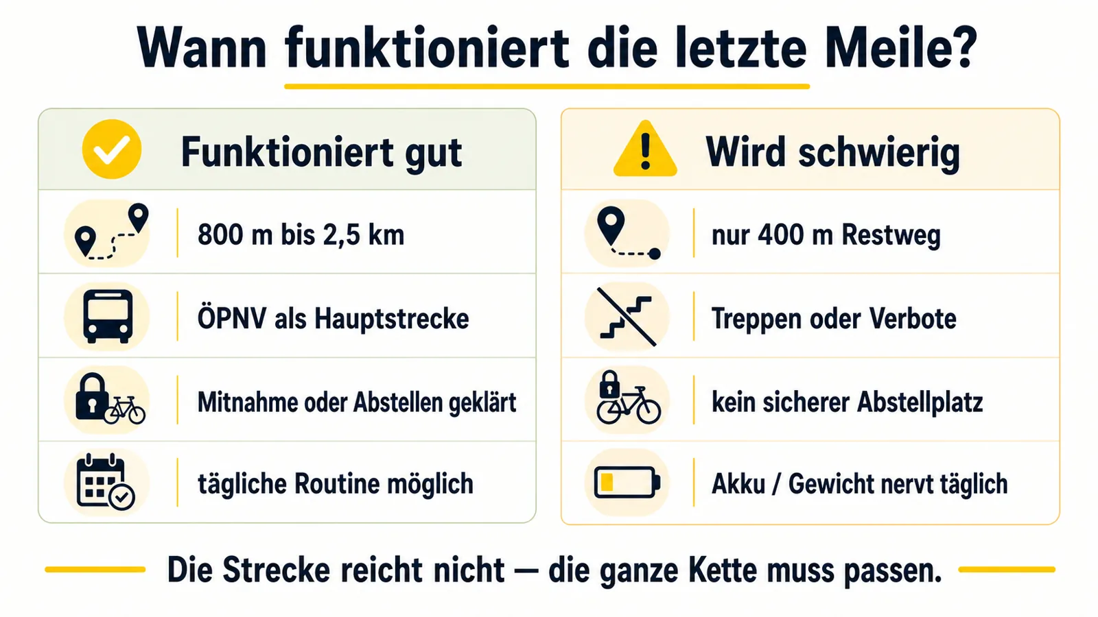 Infografik wann die letzte Meile mit dem E-Scooter funktioniert