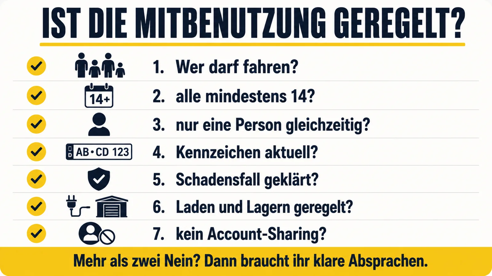 Selbstcheck zur geregelten E-Scooter-Mitbenutzung in Familie und Freundeskreis