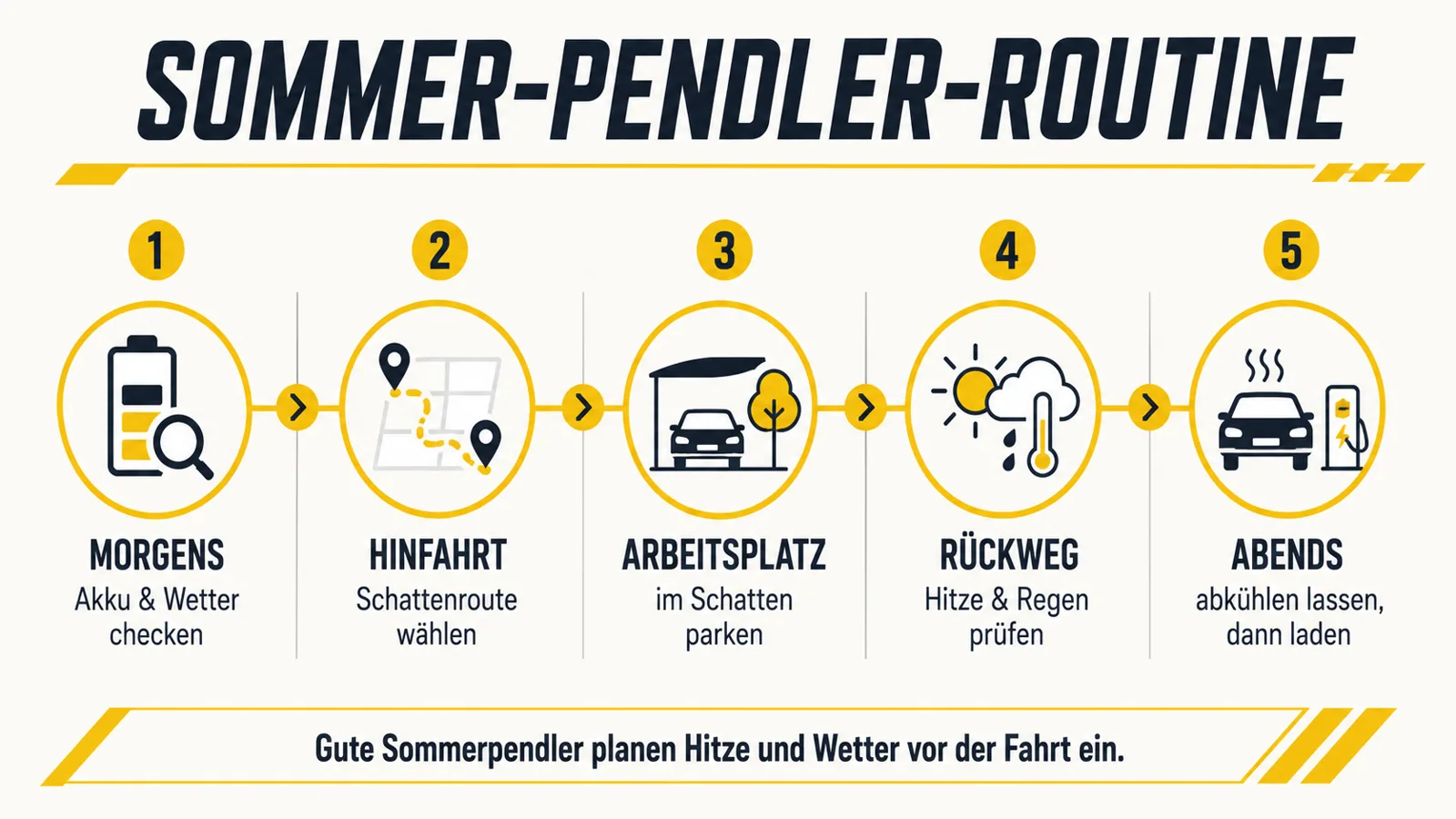 Infografik zur Sommer-Pendler-Routine mit dem E-Scooter