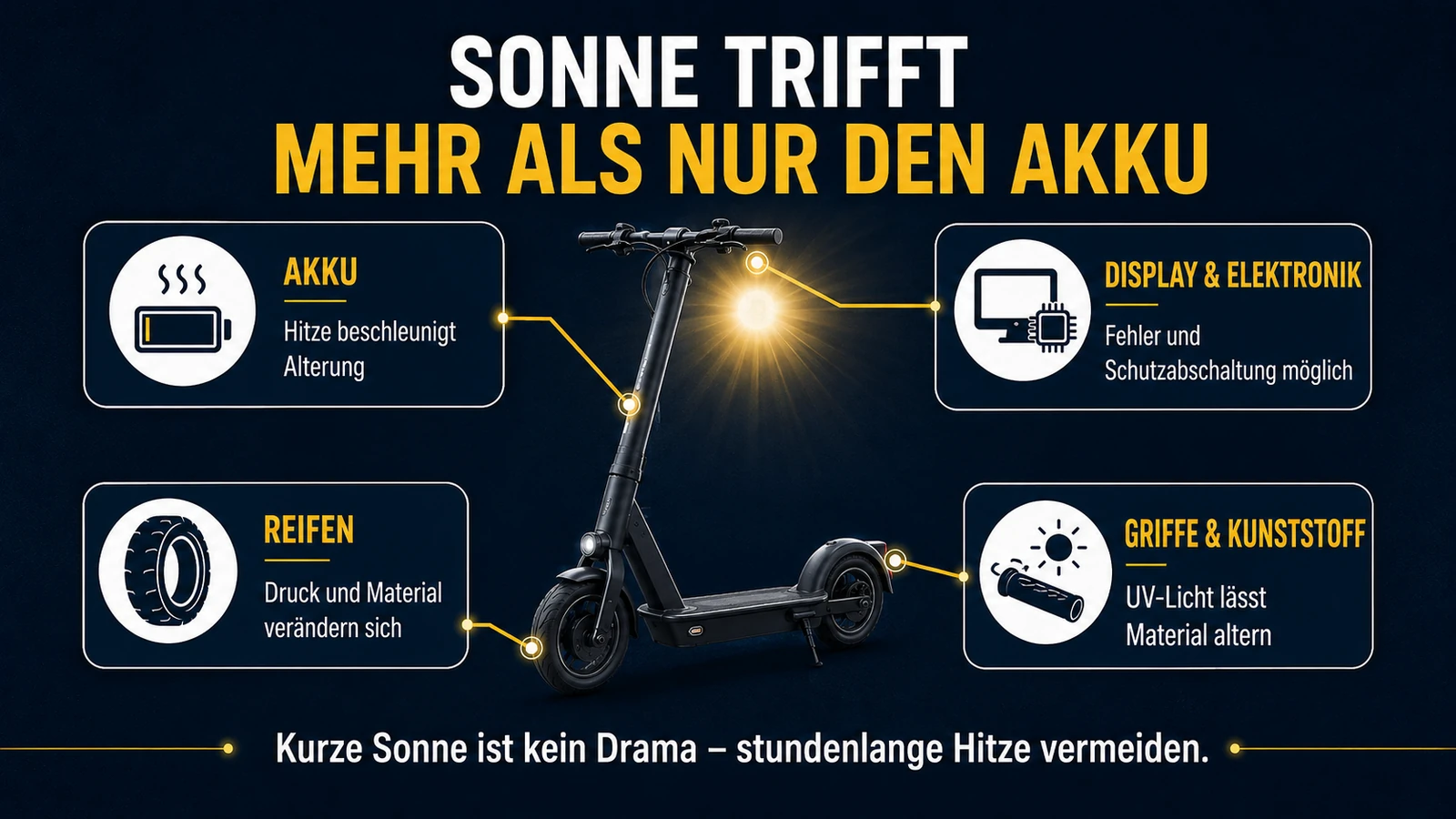 Infografik Sonne trifft beim E-Scooter mehr als nur den Akku