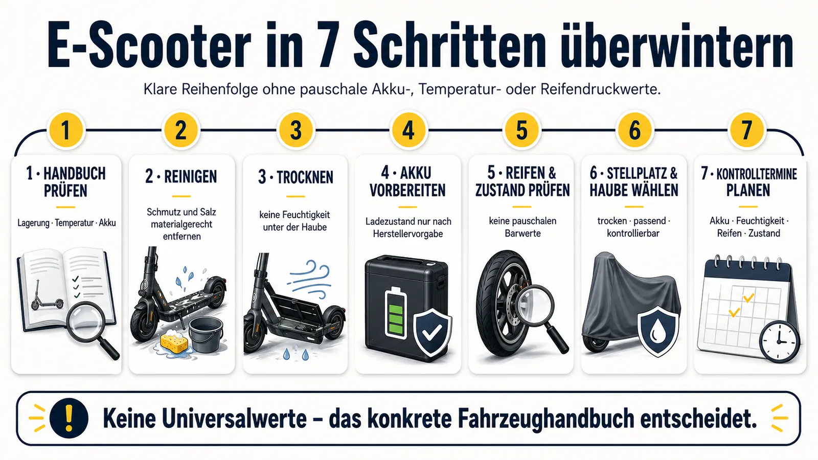 Sieben Schritte zur Vorbereitung eines E-Scooters auf eine längere Winterpause