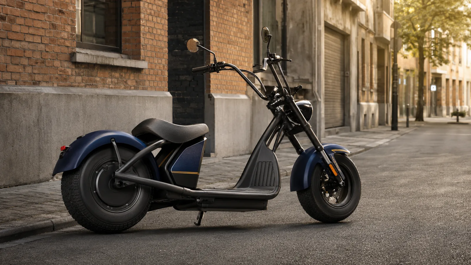 Elektro-Chopper im City-Coco-Stil auf der Straße
