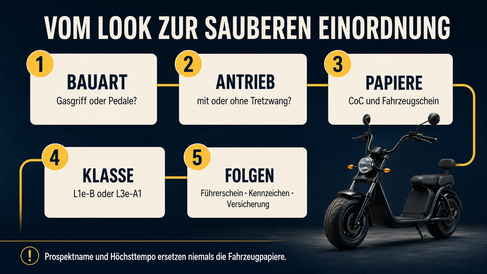 Infografik Prüfpfad zur rechtlichen Einordnung eines Elektro-Choppers